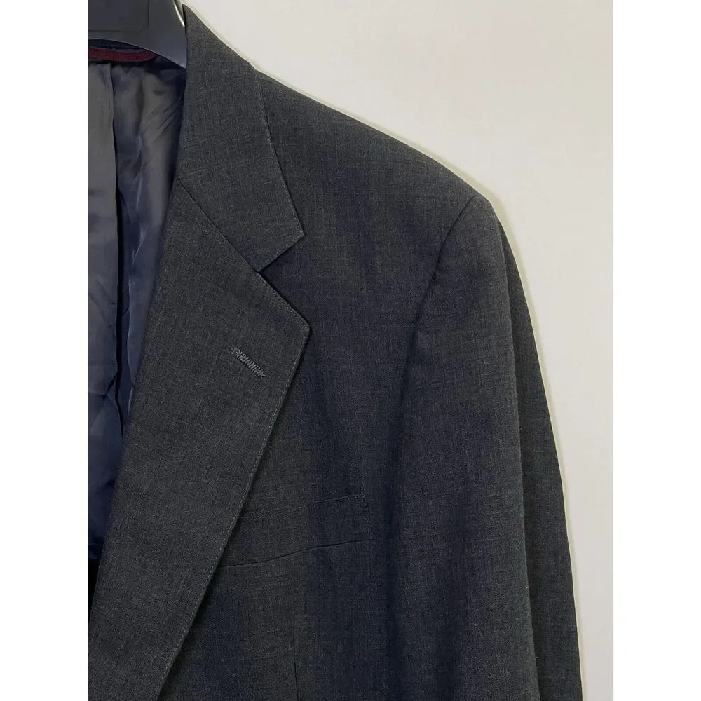 Vintage Hart Schaffner Marx‎ 42L Racquet Club USA MADE Grey Wool Blazer Jacket